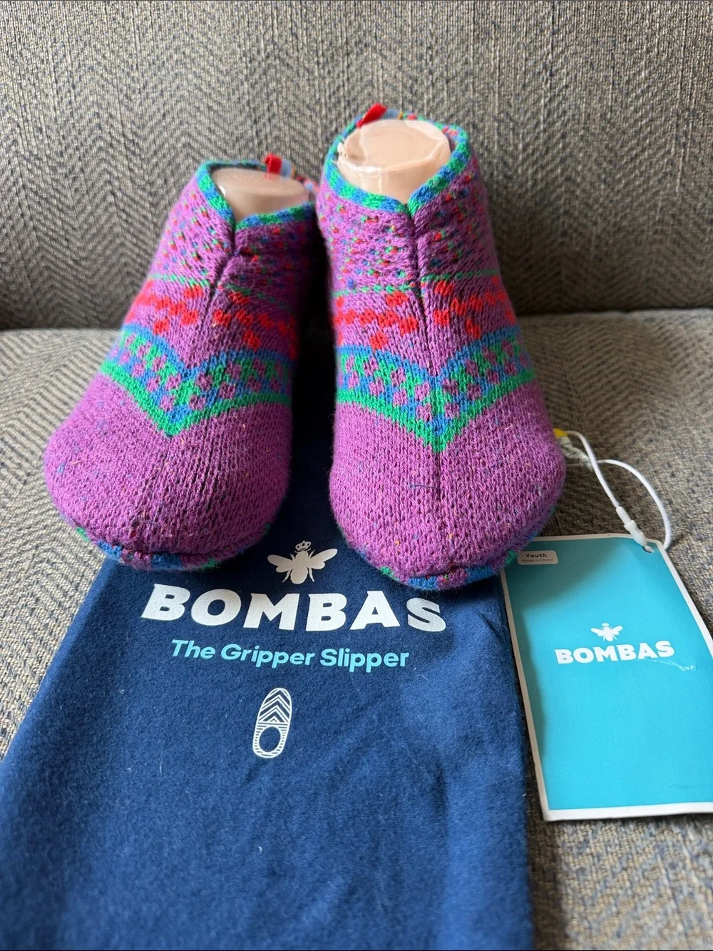 Bombas Sherpa Lined Youth The Gripper Slipper Multicolor Size: 1-5